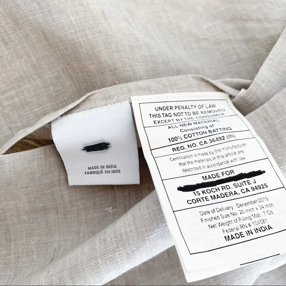 Restoration Hardware Banded Washed Linen King Sham